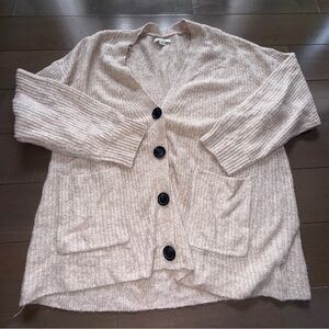 American Eagle Outfitters Beige Cardigan with Black Buttons